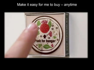 Make it easy for me to buy – anytime
 