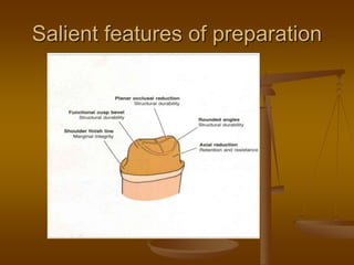 Salient features of preparation
 