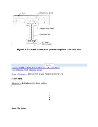 Figure 2.6:- Steel frame with poured-in-place concrete slab
Search...
« LONG TERM SHRINKAGE CRACKING OF CONCRETE
Tags: Retaining Wall Structural Design
Home » Structures » RETAINING WALL DESIGN PRINCIPLES
SUBSCRIBE
Subscribe by E-Mail to receive latest updates.




About The Author
 