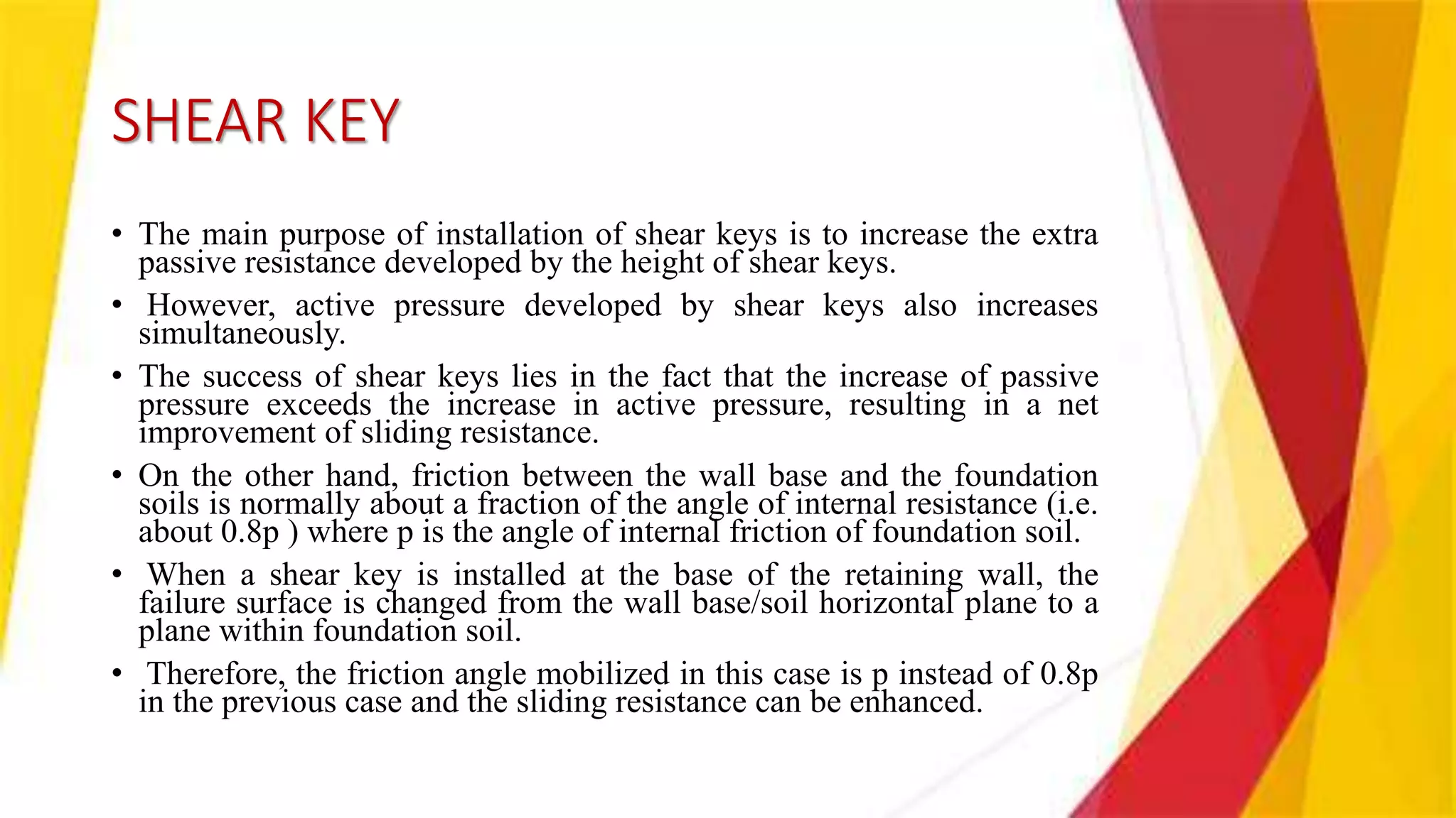 Shear Key Design Example Retaining wall - design of reinforced concrete structure | PPTX