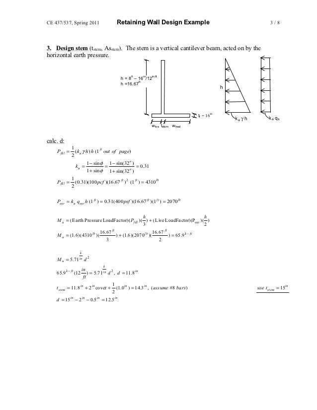 reinforced concrete wall design example with fine design example 3