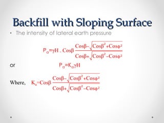 Backfill with Sloping SurfaceBackfill with Sloping Surface
 