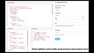 https://github.com/mozilla-services/react-jsonschema-form
 