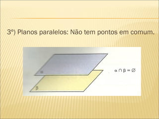 3º) Planos paralelos: Não tem pontos em comum.
 