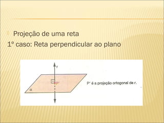  Projeção de uma reta
1º caso: Reta perpendicular ao plano
 
