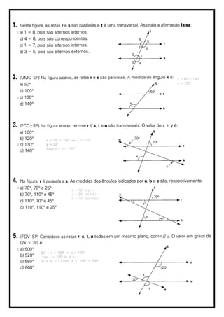 Retas paralelas transversal