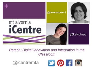+
Retech: Digital Innovation and Integration in the
Classroom
@icentremta
@katschrav
@helenstower1
 