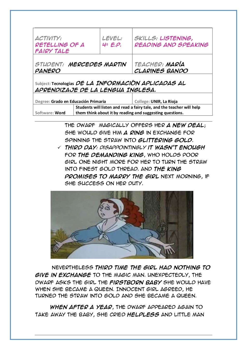 Retelling of of rumpelstiltskin