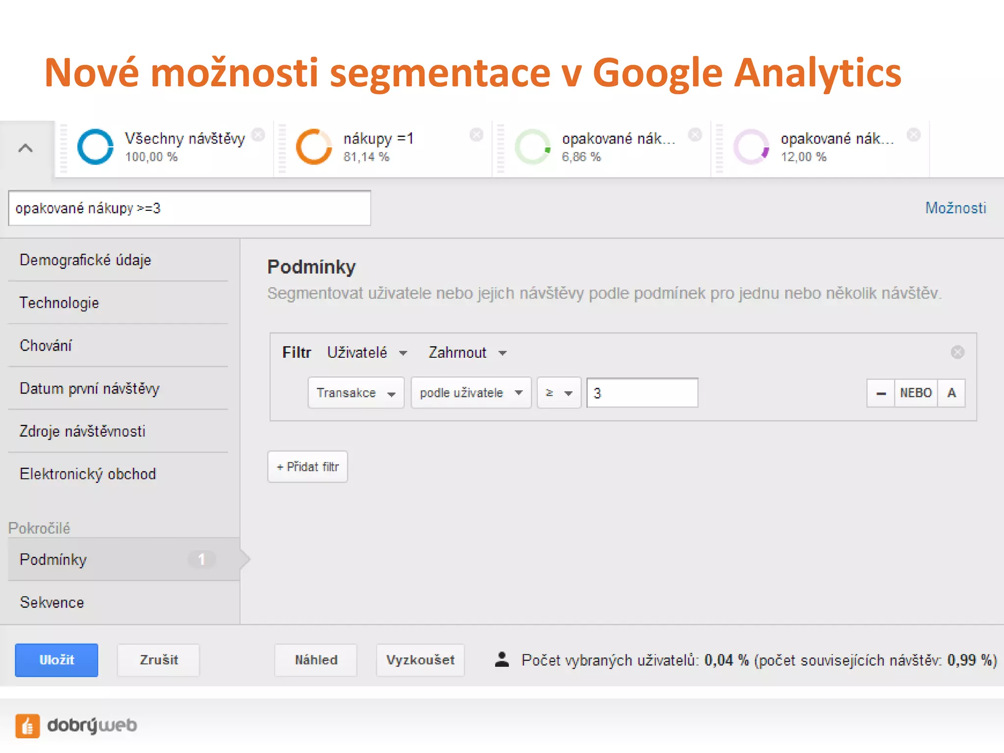 Nové možnosti segmentace v Google Analytics

 