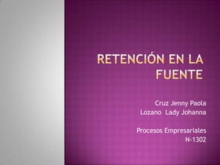 Cruz Jenny Paola
Lozano Lady Johanna
Procesos Empresariales
N-1302

 