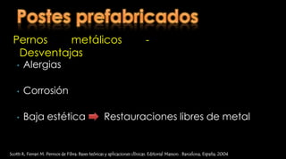RI colados – ProcedimientoRemoción del material endodóntico Condensador endodóncico calienteInstrumental rotatorioPeesoGates GliddenLongitud del RI =  altura de la corona clínica5mm de gutapercha apicalRosenstiel  S, Land M, Fujimoto J. Prótesis fija contemporánea. Cuarta edición. Editorial Elsevier. 2009; Barcelona - España