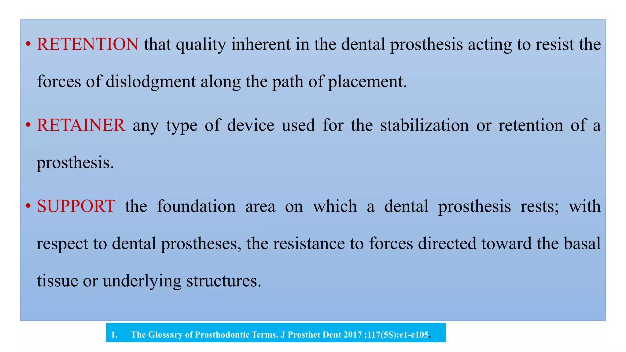 Retention and support in removable partial denture kalpana | PPTX