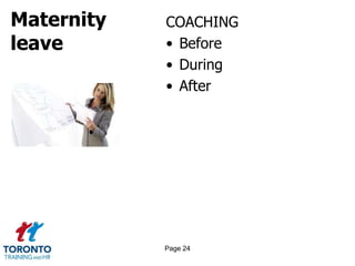 Maternity
leave
COACHING
• Before
• During
• After
Page 24
 