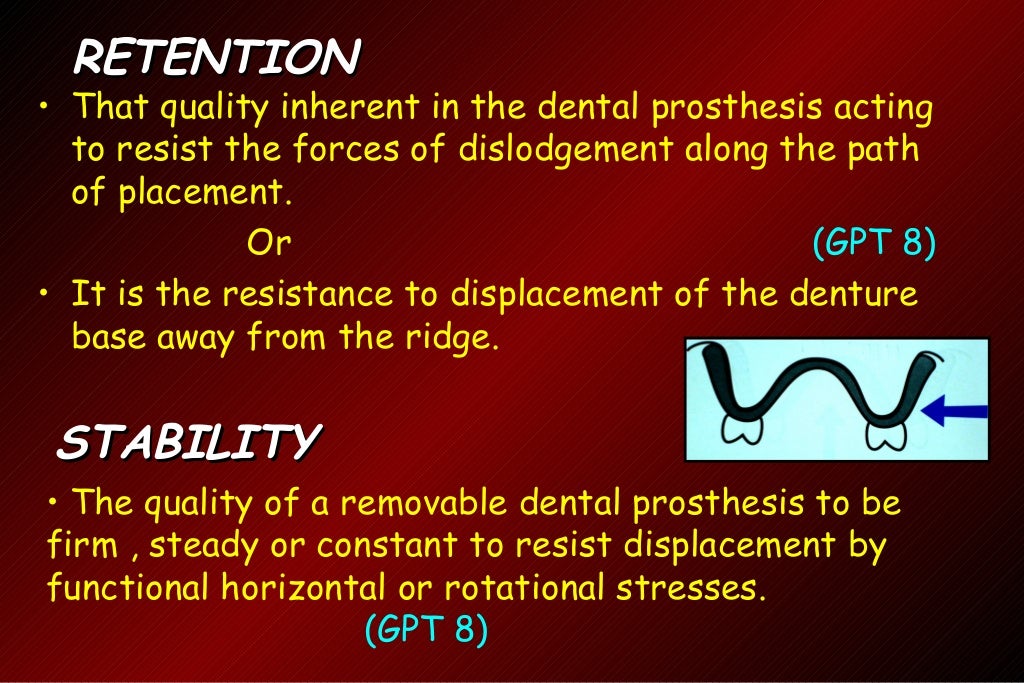 Retention,stability& support in dentures / dental implant courses by