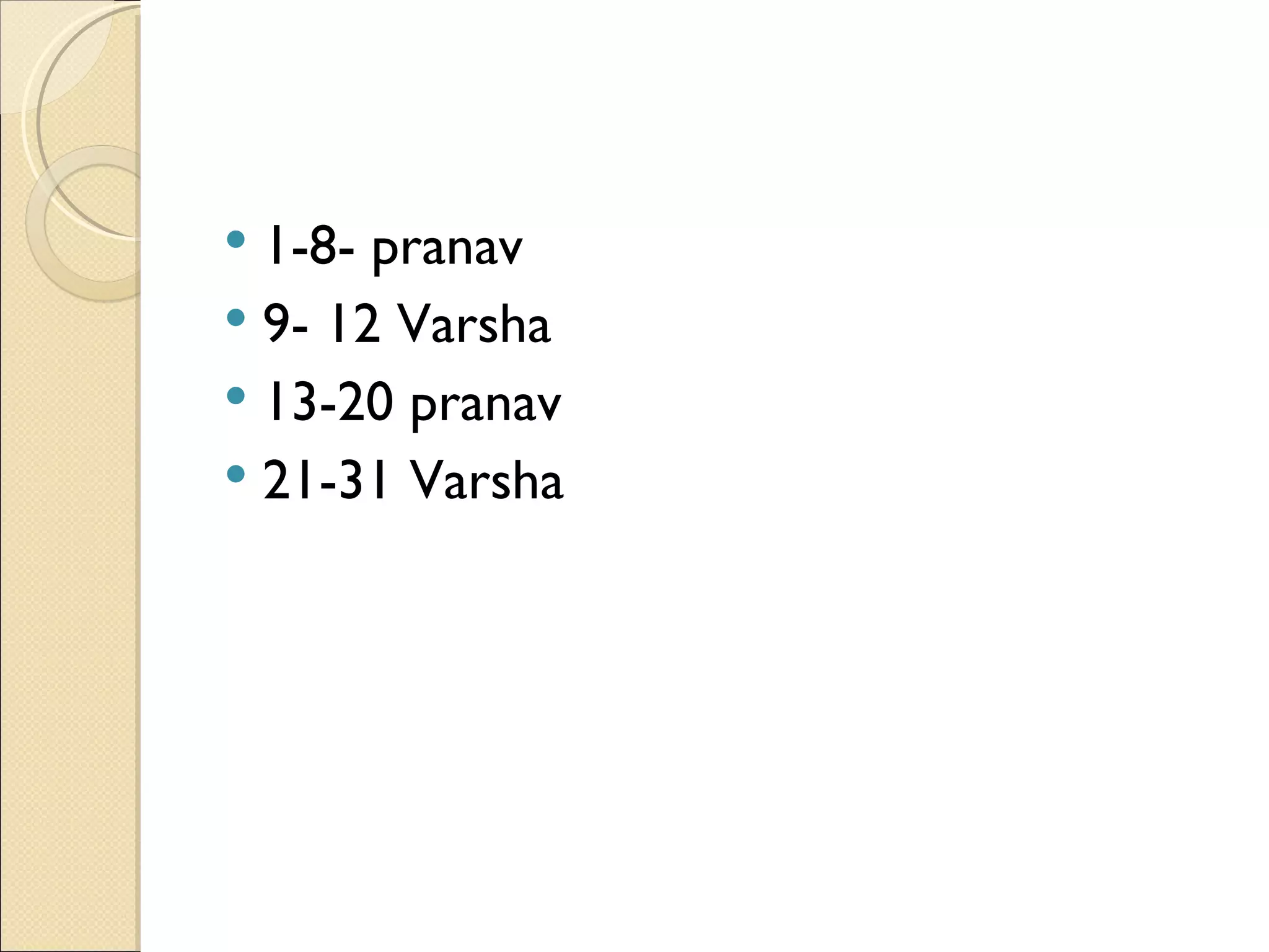  1-8- pranav
 9- 12 Varsha
 13-20 pranav
 21-31 Varsha
 