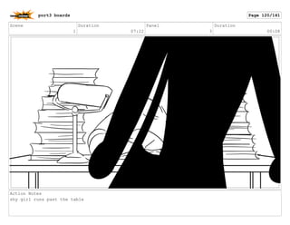 Scene
1
Duration
07:22
Panel
3
Duration
00:08
Action Notes
shy girl runs past the table
port3 boards Page 120/141
 
