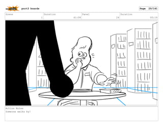 Scene
1
Duration
41:08
Panel
24
Duration
00:14
Action Notes
Someone walks by!
port3 boards Page 29/141
 