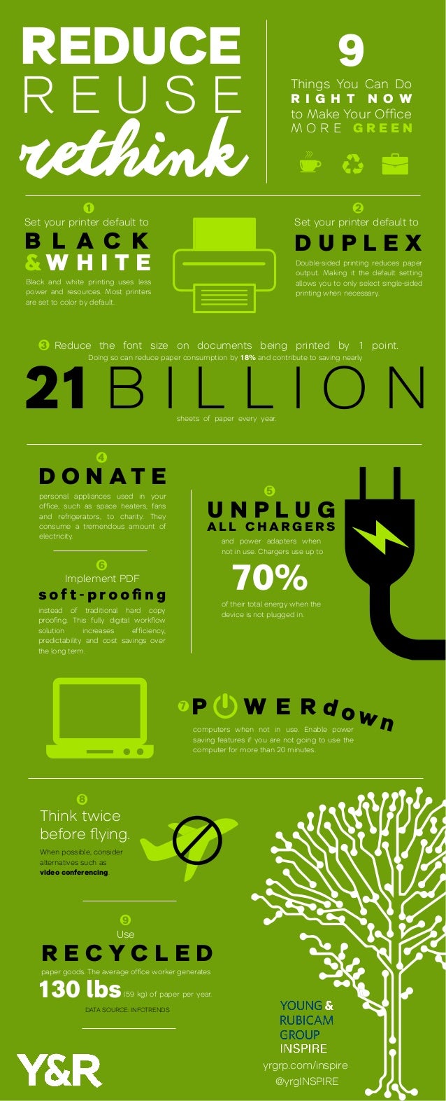 9
rethink
REDUCE
R E U S E
B L A C K
& W H I T E
Set your printer default to
Black and white printing uses less
power and ...