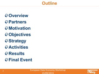 European Data Economy Workshop
15/09/2015
2
Outline
Overview
Partners
Motivation
Objectives
Strategy
Activities
Results
Final Event
 