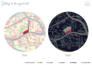 USER
PATH
Day Night
Getting to the royal ball
N N
Jalan Ampang
Jalan Tun Razak
Jalan Ampang
Jalan Tun Razak
VENDOR
 