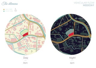 Day
The dilemma
Heavy Traffic
Smooth Traffic
VEHICULAR FLOW
WEEKDAY
8am
Night
6pm
N
Jalan Ampang
Jalan Tun Razak
Jalan Ampang
Jalan Tun Razak
 