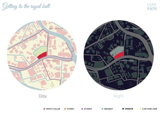 Getting to the royal ball USER
PATH
Day Night
N N
Jalan Ampang
Jalan Tun Razak
Jalan Ampang
Jalan Tun Razak
VENDOR
 