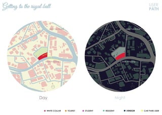 USER
PATH
Day Night
Getting to the royal ball
N N
Jalan Ampang
Jalan Tun Razak
Jalan Ampang
Jalan Tun Razak
VENDOR
 