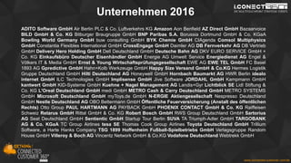 www.disruptive-technologies.de
www.connected-customer.com/de
Unternehmen 2016
ADITO Software GmbH Air Berlin PLC & Co. Luftverkehrs KG Amazon Aon Benfield AZ Direct GmbH Bazaarvoice
BILD GmbH & Co. KG Bitburger Braugruppe GmbH BNP Paribas S.A. Borussia Dortmund GmbH & Co. KGaA
Bowling World Germany GmbH buw consulting GmbH BYK Chemie GmbH CIAgenda Comsol Multiphysics
GmbH Constantia Flexibles International GmbH CrossEngage GmbH Daimler AG DB Fernverkehr AG DB Vertrieb
GmbH Delivery Hero Holding GmbH Dell Deutschland GmbH Deutsche Bahn AG DKV EURO SERVICE GmbH +
Co. KG Einkaufsbüro Deutscher Eisenhändler GmbH Energie AG Umwelt Service Energiedienst AG Engel &
Völkers IT & Media GmbH Ernst & Young Wirtschaftsprüfungsgesellschaft EWE AG EWE TEL GmbH FC Basel
1893 AG Gpredictive GmbH Hahn+Kolb Werkzeuge GmbH Happy Size Versand GmbH & Co.KG Hermes Logistik
Gruppe Deutschland GmbH Hilti Deutschland AG Honeywell GmbH Hornbach Baumarkt AG HWR Berlin idealo
internet GmbH ILC Technologies GmbH Implisense GmbH Jive Software JORDAHL GmbH Kampmann GmbH
kantwert GmbH KID-Systeme GmbH Kuehne + Nagel Management AG Landis+Gyr Lichtblick SE Lidl Stiftung &
Co. KG L'Oreal Deutschland GmbH medi GmbH METRO Cash & Carry Deutschland GmbH METRO SYSTEMS
GmbH Microsoft Deutschland GmbH myToys.de GmbH N-ERGIE Aktiengesellschaft Nespresso Deutschland
GmbH Nestle Deutschland AG OBO Bettermann GmbH Öffentliche Feuerversicherung (Anstalt des öffentlichen
Rechts) Otto Group PAUL HARTMANN AG PAYBACK GmbH PHOENIX CONTACT GmbH & Co. KG Raiffeisen
Schweiz Retarus GmbH Rittal GmbH & Co. KG Robert Bosch GmbH RWS Group Deutschland GmbH Sartorius
AG Seat Deutschland GmbH Sentientic GmbH Startup Tour Berlin SUVA TA Triumph-Adler GmbH TARGOBANK
AG & Co. KGaA TC Group Airlines tesa SE Thomas Cook Group Airlines Toyota Deutschland GmbH Trillium
Software, a Harte Hanks Company TSG 1899 Hoffenheim Fußball-Spielbetriebs GmbH Verlagsgruppe Random
House GmbH Villeroy & Boch AG Vincentz Network GmbH & Co.KG Vodafone Deutschland Webtrekk GmbH
 