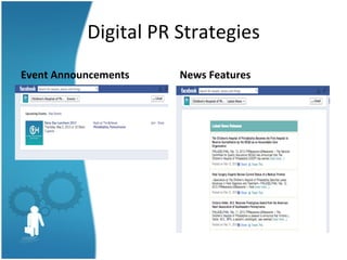 Digital	
  PR	
  Strategies	
  
Event	
  Announcements	
  

News	
  Features	
  

 