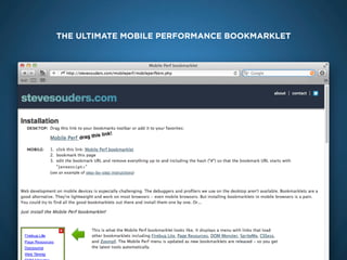 THE ULTIMATE MOBILE PERFORMANCE BOOKMARKLET




        mobile bookmarklet
 