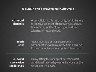 PLANNING FOR ADVANCED FUNDAMENTALS




  Advanced      A basic fluid grid is the priority; but to be fully
  elements     ...