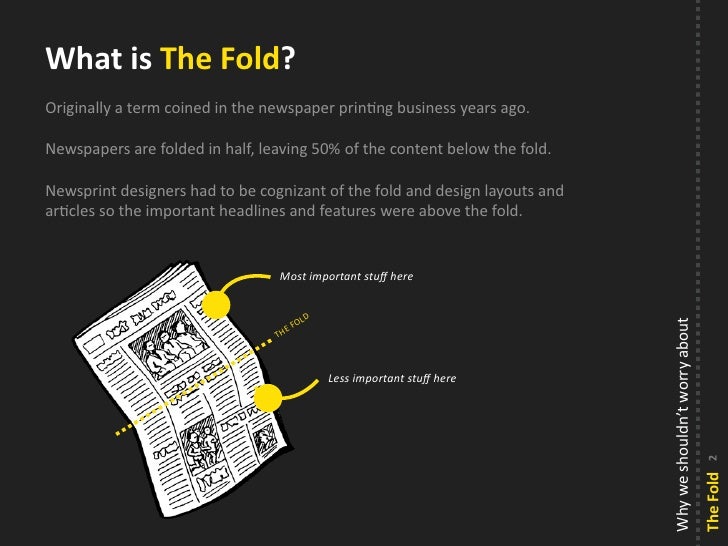 The Fold online In the early days of the internet, screen sizes were