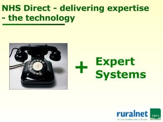 NHS Direct - delivering expertise - the technology + Expert Systems    
