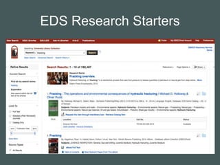 EDS Research Starters
 