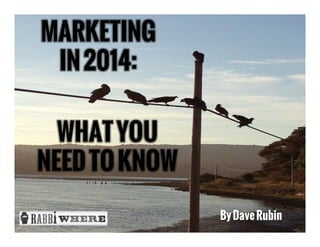 MARKETING
IN 2014:
WHAT YOU
NEED TO KNOW
By Dave Rubin

 