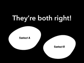 They’re both right!
Context A
Context B
 