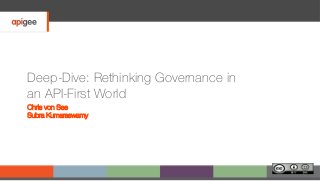 Deep-Dive: Rethinking Governance in
an API-First World
Chris von See
Subra Kumaraswamy
 