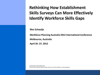 Rethinking How Establishment
                                                                 Skills Surveys Can More Effectively
About Us                                                           Identify Workforce Skills Gaps
  Tahseen Consulting is an advisor
  on strategic and organizational
  issues facing governments, social
  sector institutions, and
  corporations in the Arab World.

  You can read more about our
  capabilities at tahseen.ae




                                                                 An alternative approach to skills surveys that can play a more
                                                     ▲




Public Sector
                                                                 effective role in determining the suitability of workforce skills
Social Sector

Corporate Responsibility
CONFIDENTIAL AND PROPRIETARY
Any use of this material without specific permission of Tahseen Consulting is strictly prohibited   www.tahseen.ae           | 1
 