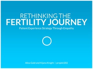 RETHINKING THE
FERTILITY JOURNEY
  Patient Experience Strategy Through Empathy




      Aliza Gold and Kijana Knight | projekt202
 