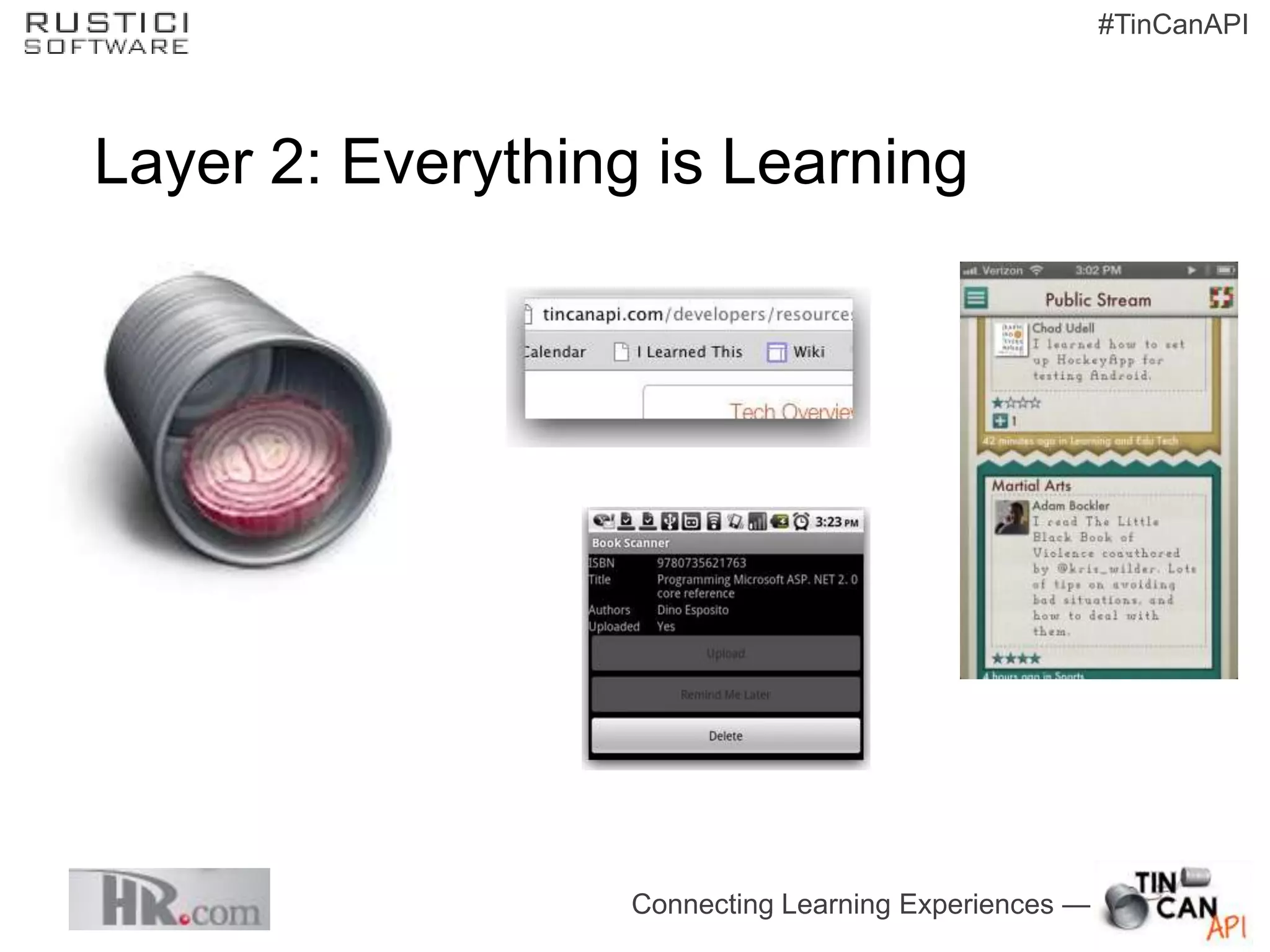 #TinCanAPI




Layer 2: Everything is Learning




                   Connecting Learning Experiences —
 