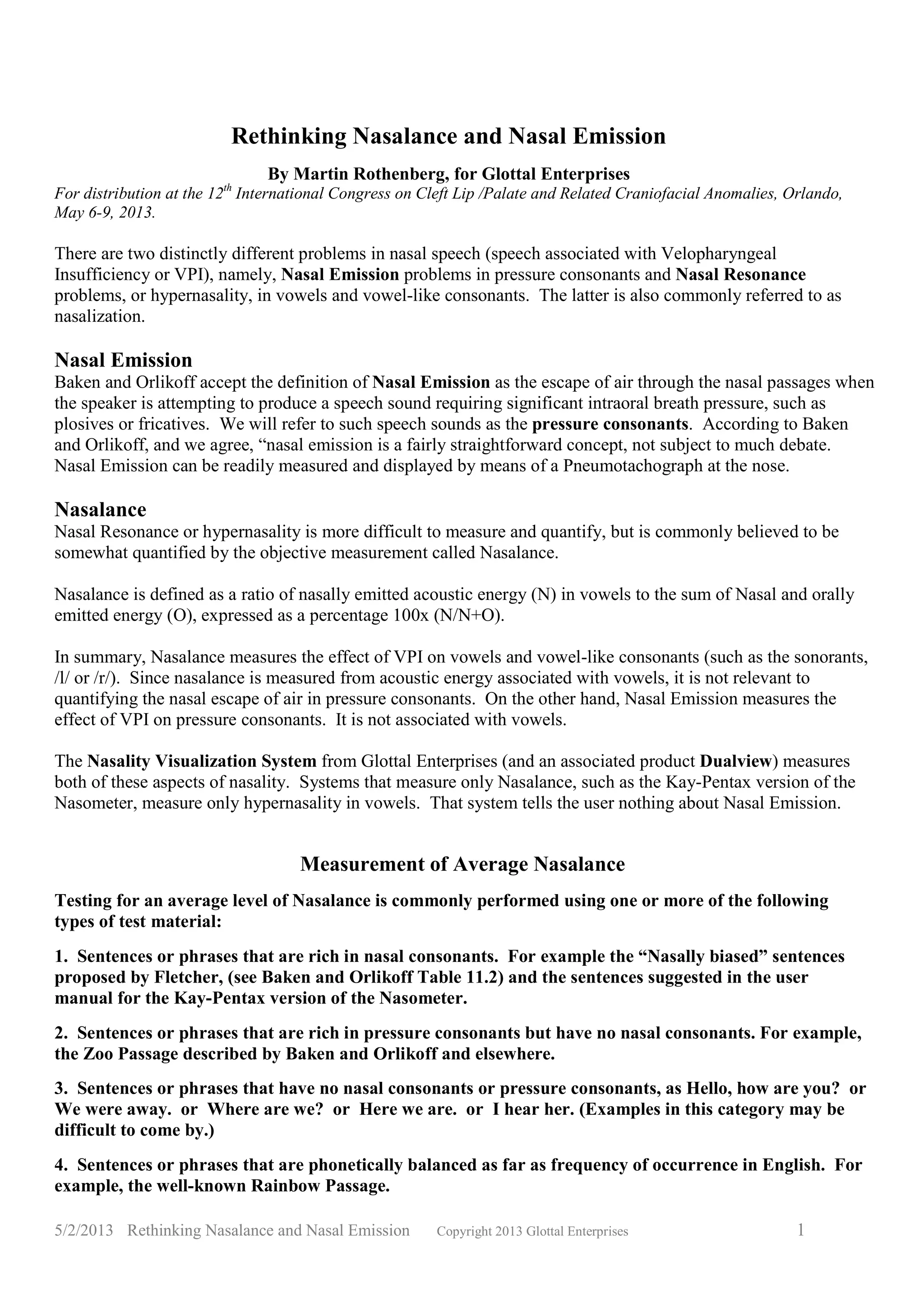 Masometer Ii Rethinking nasalance and nasal emission9 | PDF