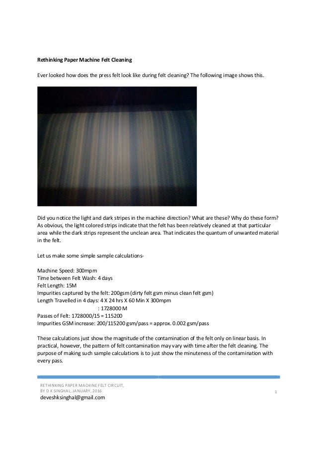 Rethinking Paper Machine Felt Cleaning