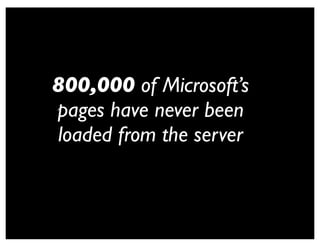 800,000 of Microsoft’s
pages have never been
loaded from the server
 