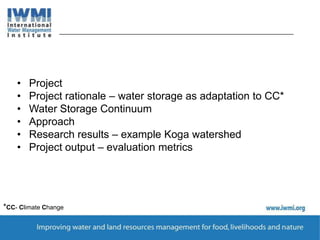 Rethinking water storage for agricultural adaptation to climate change in sub Saharan Africa