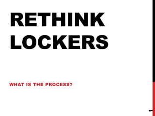 RETHINK
LOCKERS
WHAT IS THE PROCESS?
1
 