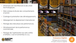 26
S.I. commerce
Architecture technique
& APIsation
• Transformation du S.I.
• Volumétrie & performance.
• Haute disponibilité, Modularité, extensibilité &
ouverture.
• Omni-canalité & instantanéité.
• Prédictif.
 