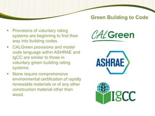 Igcc Green Code Wood Products and Green Building: Rating Systems Recognizing Wood’s ...