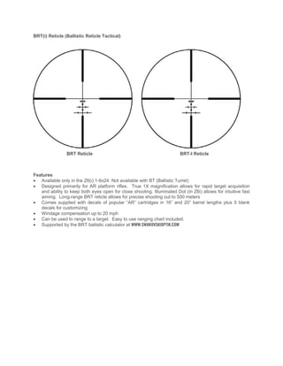 Reticles Catalog SWAROVSKI | Optics Trade | PDF