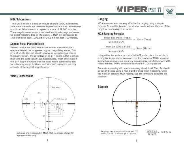Reticle manual Vortex Viper PST Gen II VMR2MOA