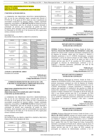 Retificação 2 Processo Seletivo de Divinópolis de Goiás